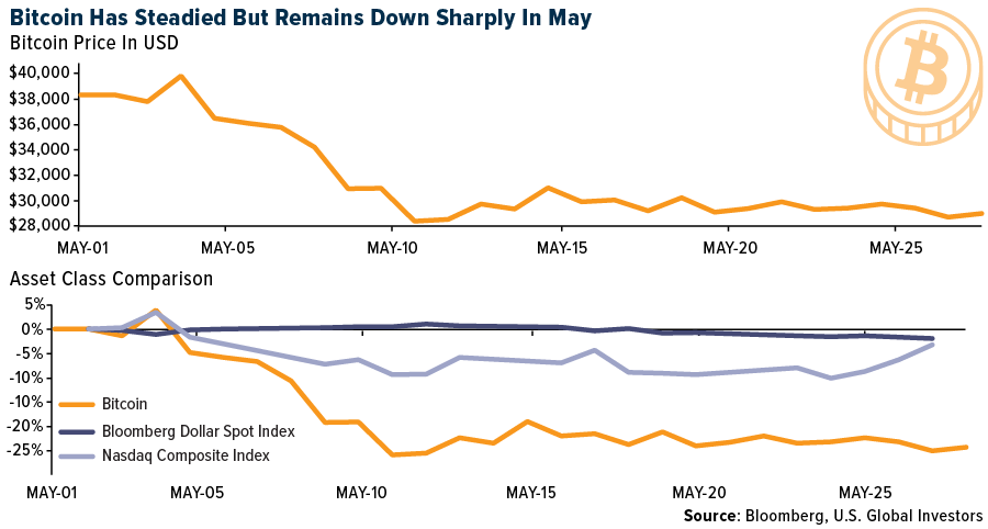 Bitcoin Has Steadied But Remains Down Sharply in May