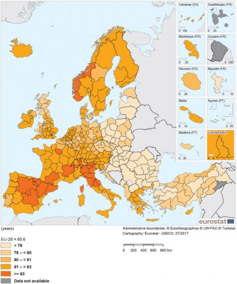 Exhibit 2: European life expectancy at birth (years)