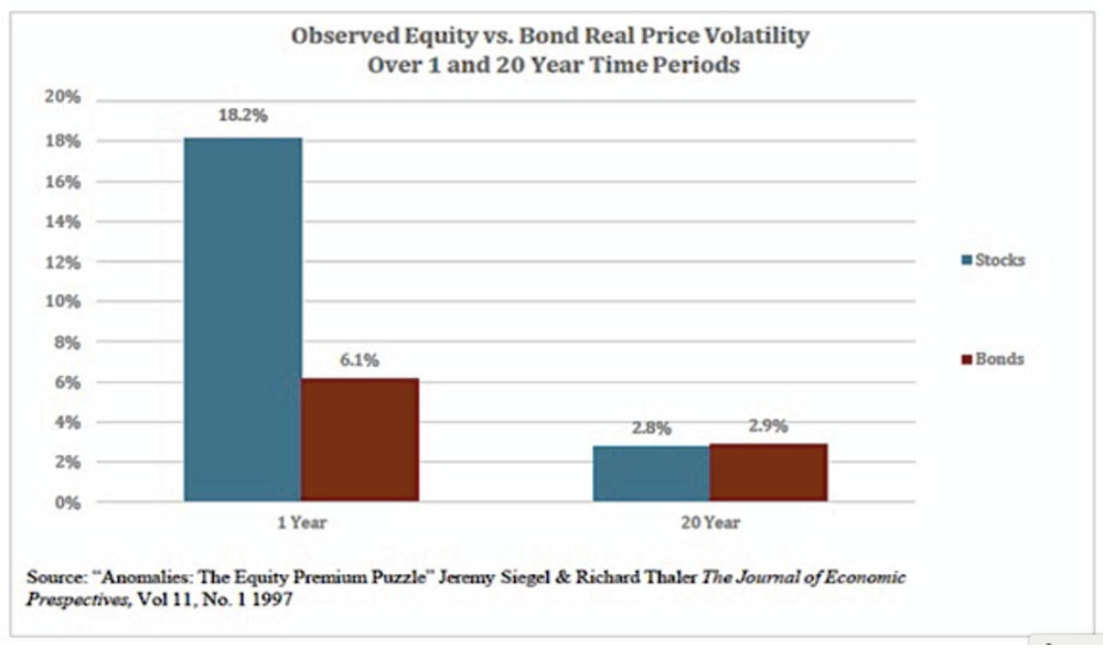 observed equity vs bond real price volatility