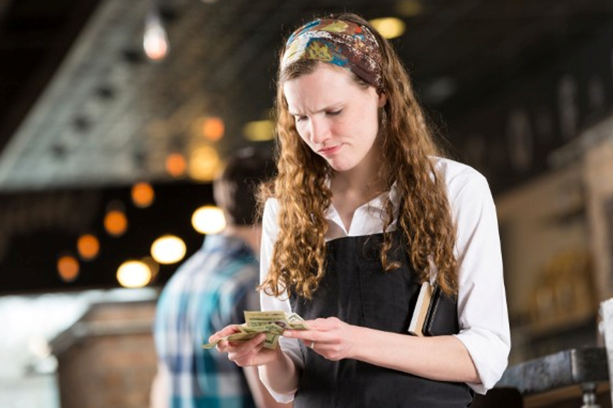 women counting money